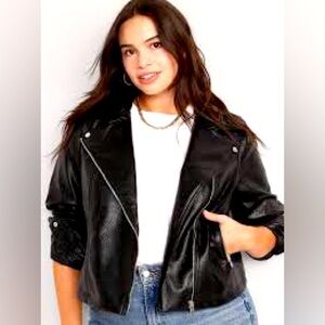 NWT Old Navy Black Faux Leather Moto Jacket 3X